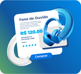 Fone de ouvido sendo vendido a R$ 120,00 em ecommerce que usa o Gateway de Pagamento.