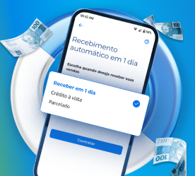 Celular com tela do Recebimento Automático em 1 dia.